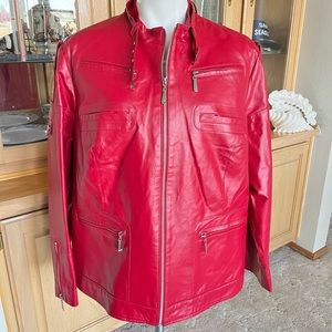 Like new! Jessica London red leather jacket, size 18
